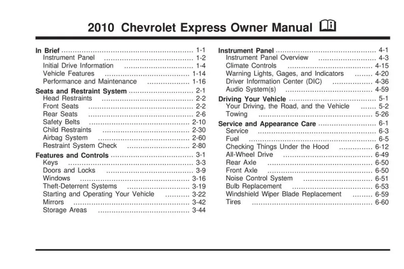 2010 Chevrolet Express owners manual