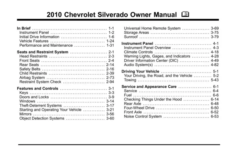 2010 Chevrolet Silverado owners manual