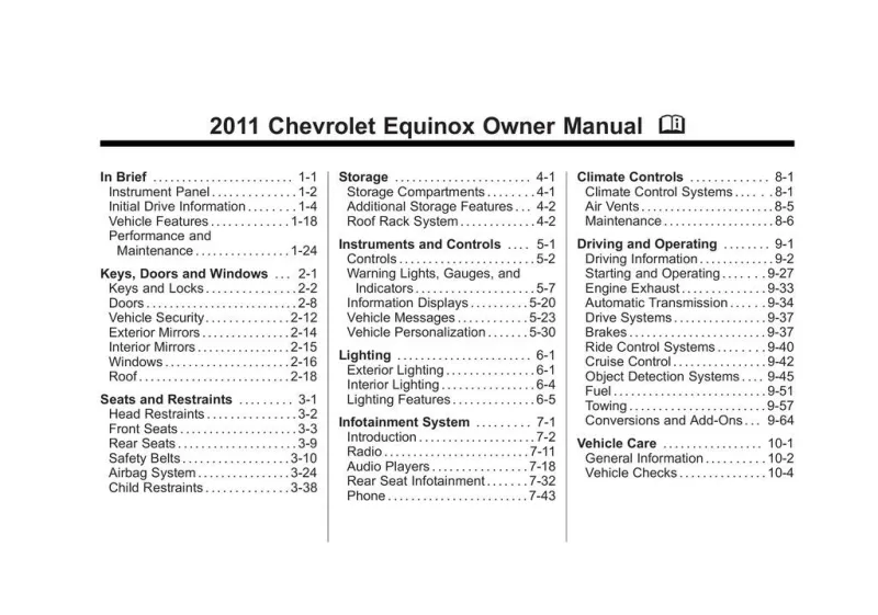 2011 Chevrolet Equinox owners manual