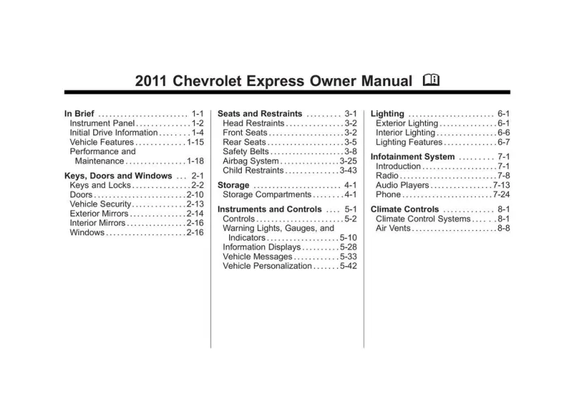 2011 Chevrolet Express owners manual