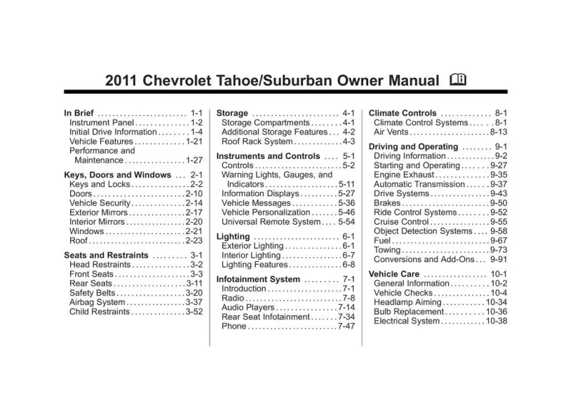 2011 Chevrolet Suburban owners manual
