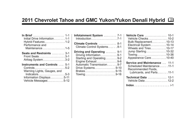 2011 Chevrolet Tahoe owners manual