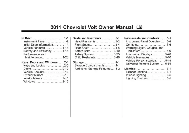 2011 Chevrolet Volt owners manual