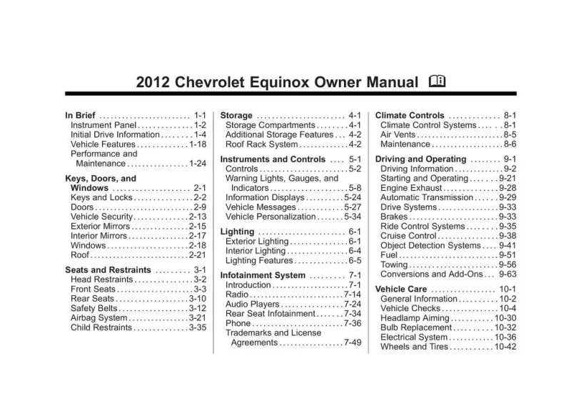 2012 Chevrolet Equinox owners manual
