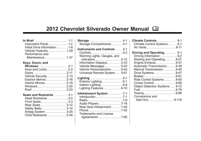 2012 Chevrolet Silverado owners manual