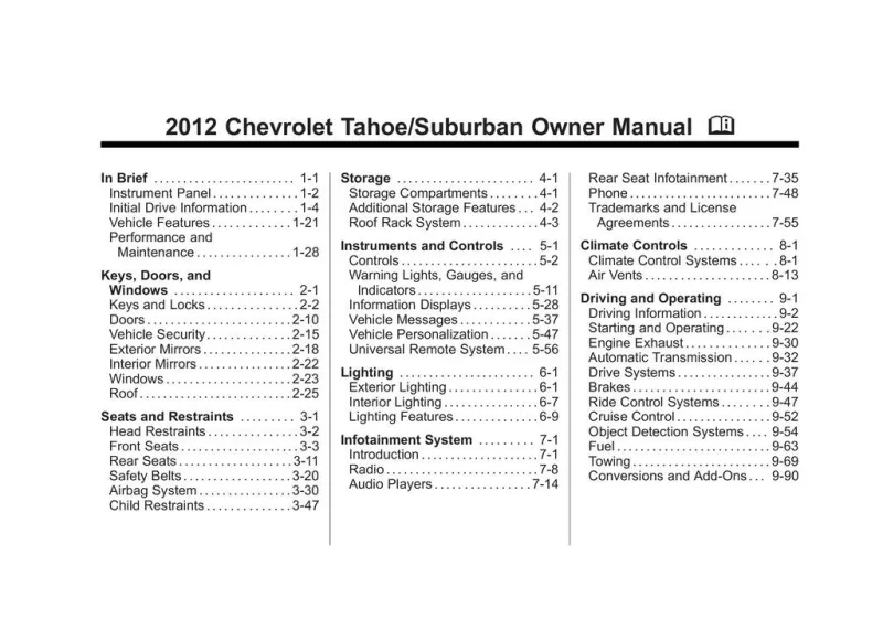 2012 Chevrolet Tahoe owners manual