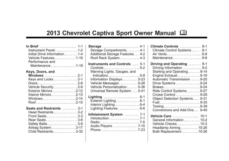 2013 Chevrolet Captiva Sport owners manual