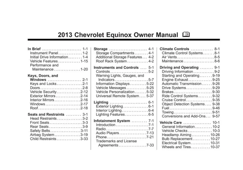 2013 Chevrolet Equinox owners manual