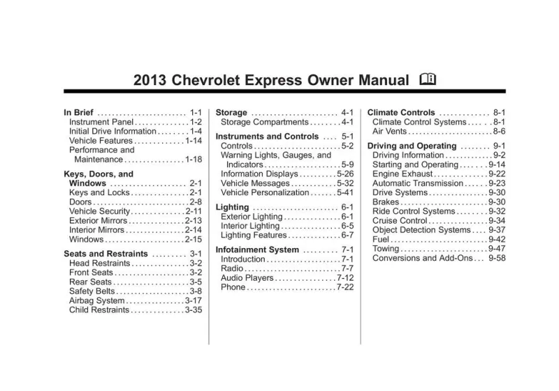 2013 Chevrolet Express owners manual