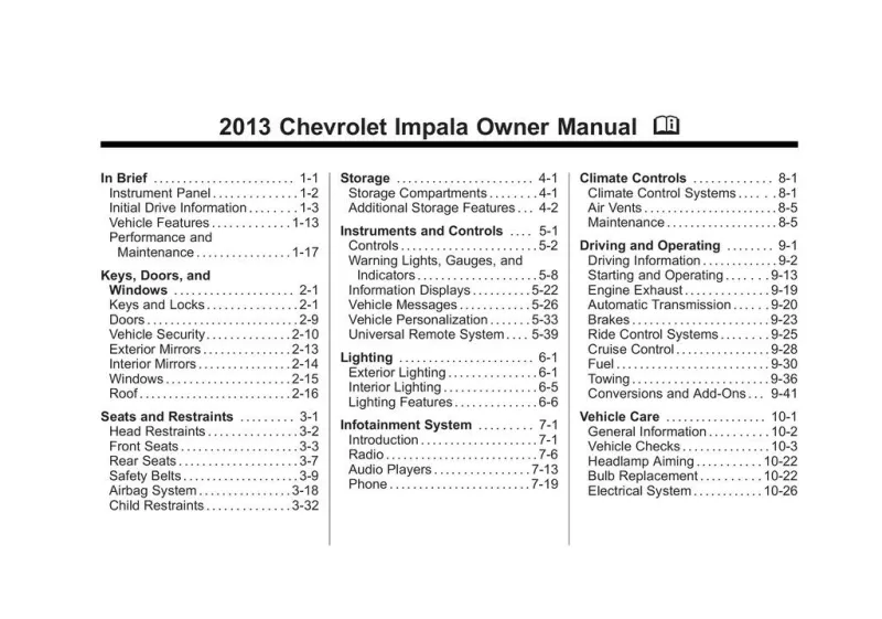 2013 Chevrolet Impala owners manual