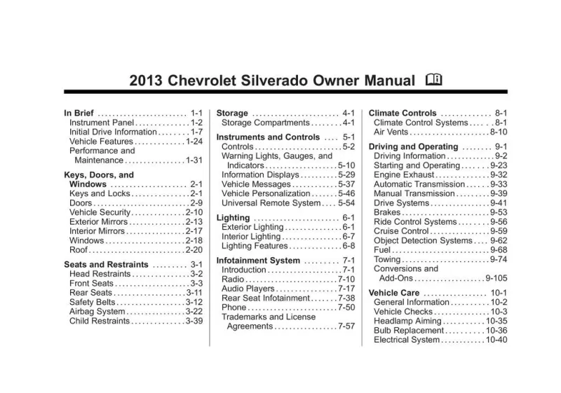 2013 Chevrolet Silverado owners manual