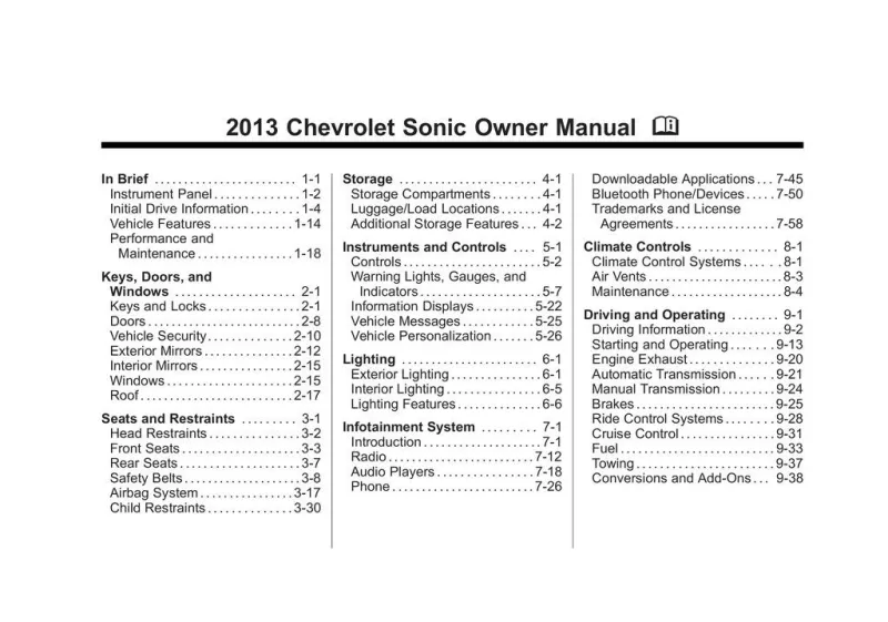 2013 Chevrolet Sonic owners manual