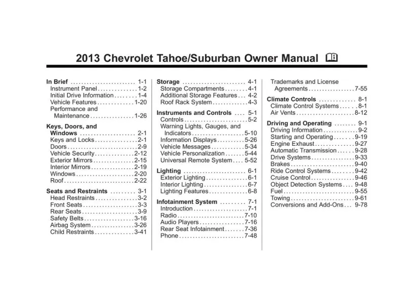 2013 Chevrolet Tahoe owners manual