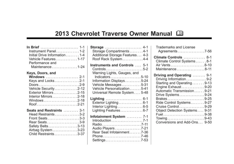 2013 Chevrolet Traverse owners manual
