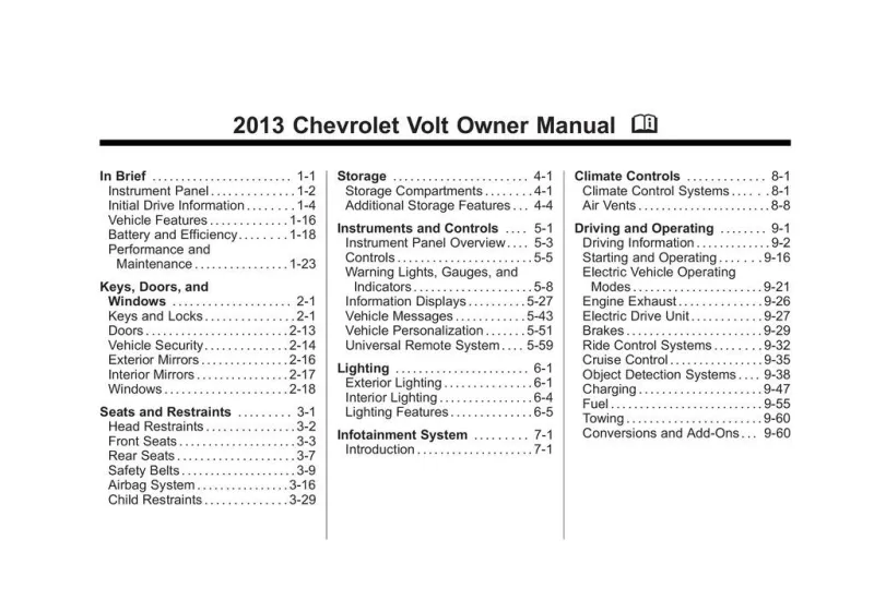 2013 Chevrolet Volt owners manual