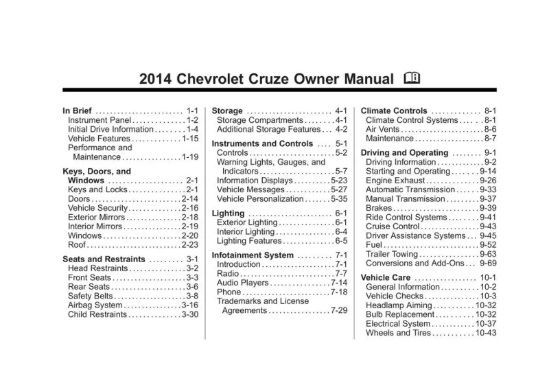 2014 Chevrolet Cruze owners manual