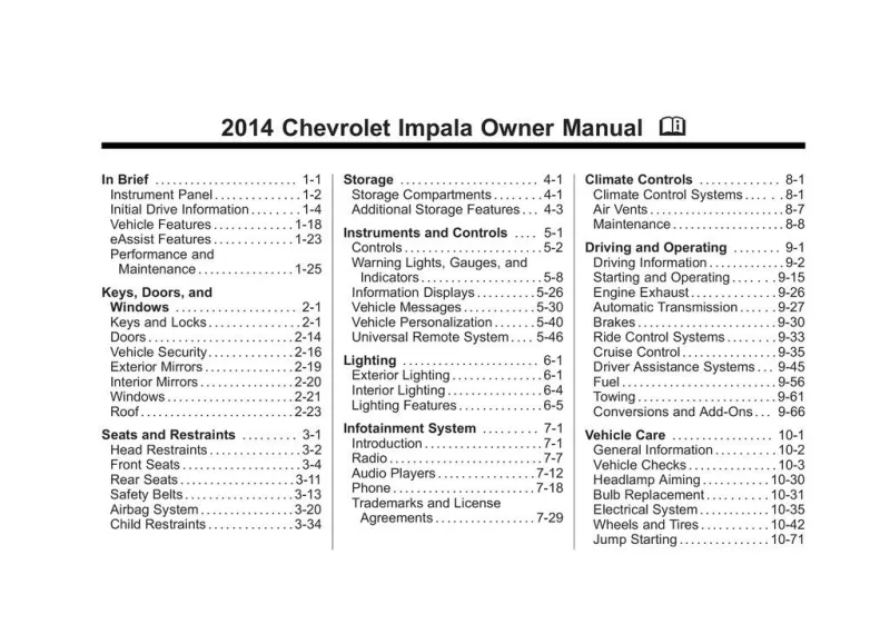 2014 Chevrolet Impala owners manual