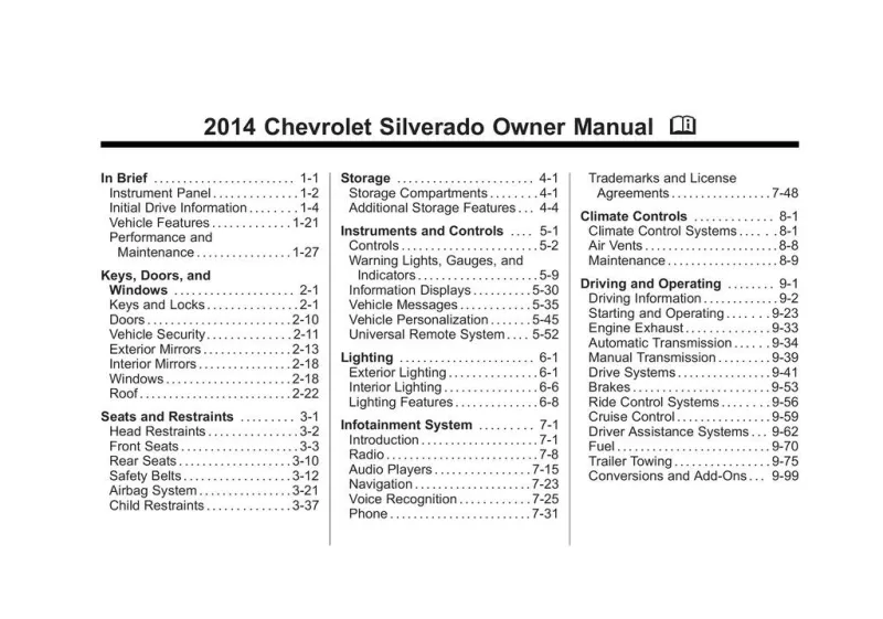 2014 Chevrolet Silverado owners manual