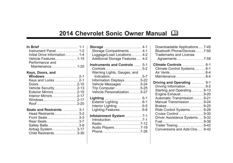2014 Chevrolet Sonic owners manual