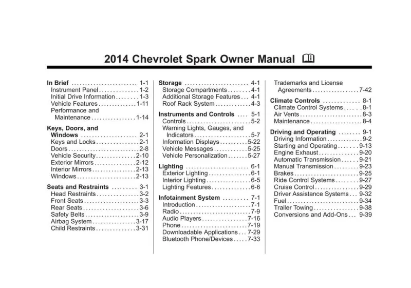 2014 Chevrolet Spark owners manual