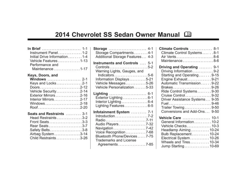 2014 Chevrolet Ss owners manual