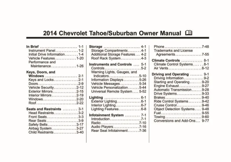2014 Chevrolet Tahoe owners manual