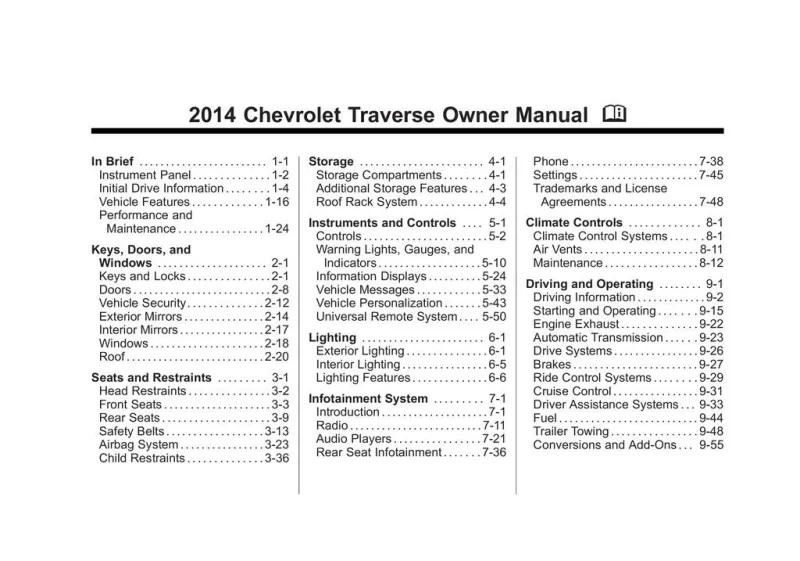 2014 Chevrolet Traverse owners manual