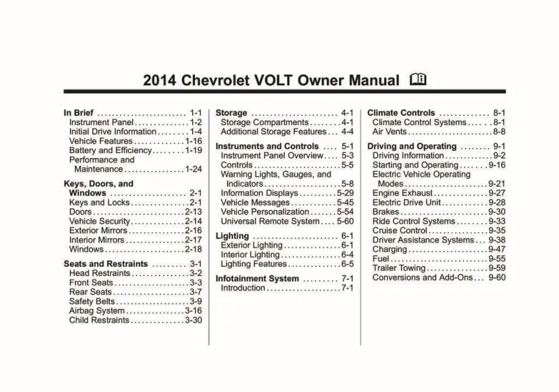 2014 Chevrolet Volt owners manual