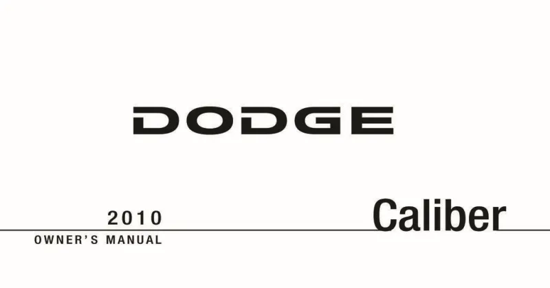 2010 Dodge Caliber owners manual