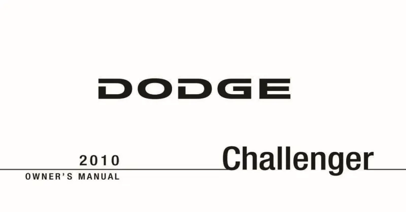 2010 Dodge Challenger owners manual