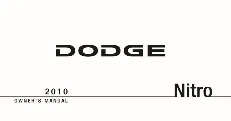 2010 Dodge Nitro owners manual