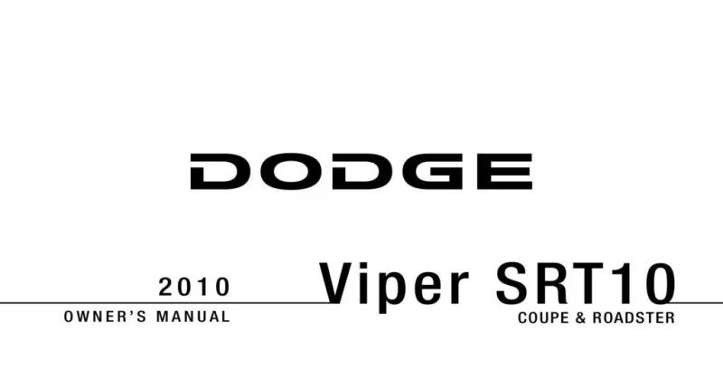 2010 Dodge Viper owners manual
