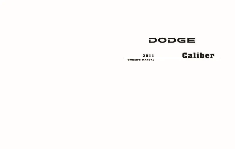 2011 Dodge Caliber owners manual