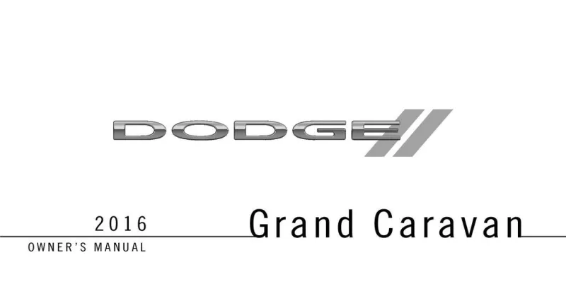 2016 Dodge Grand Caravan owners manual