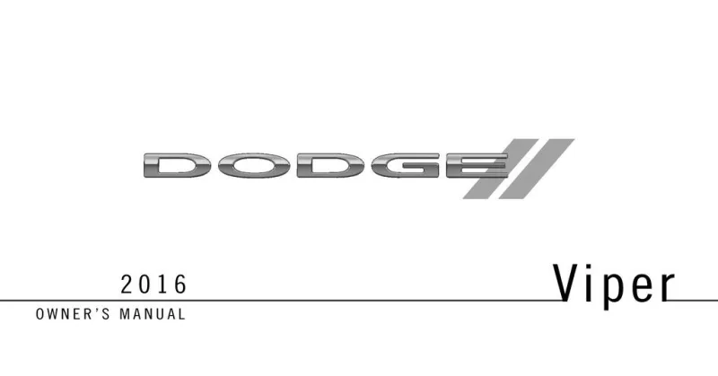 2016 Dodge Viper owners manual