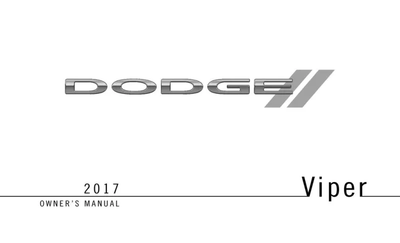 2017 Dodge Viper owners manual