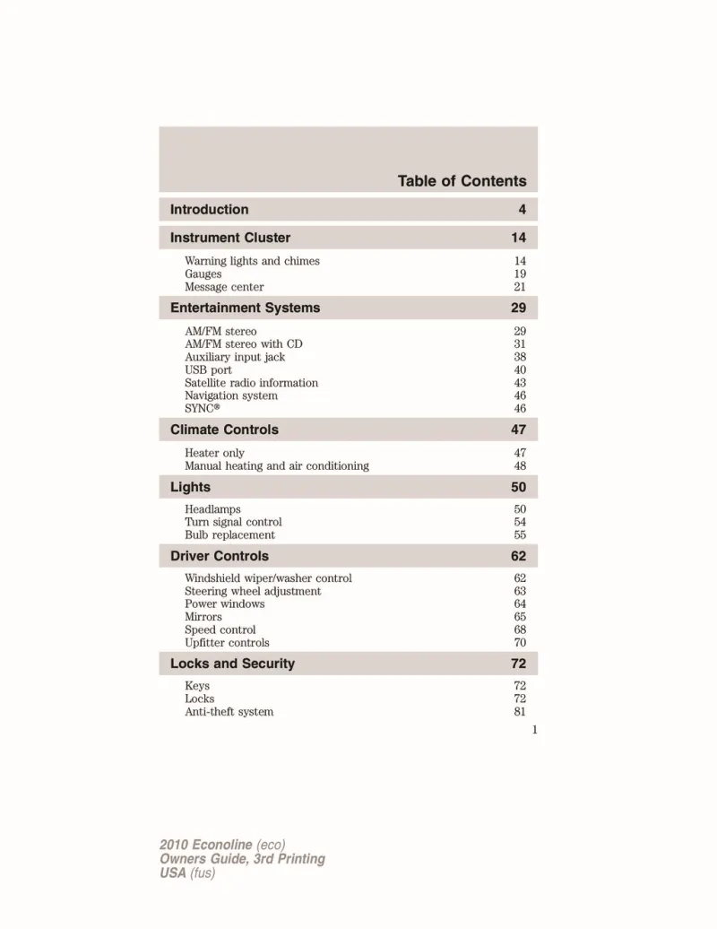 2010 Ford E150 owners manual