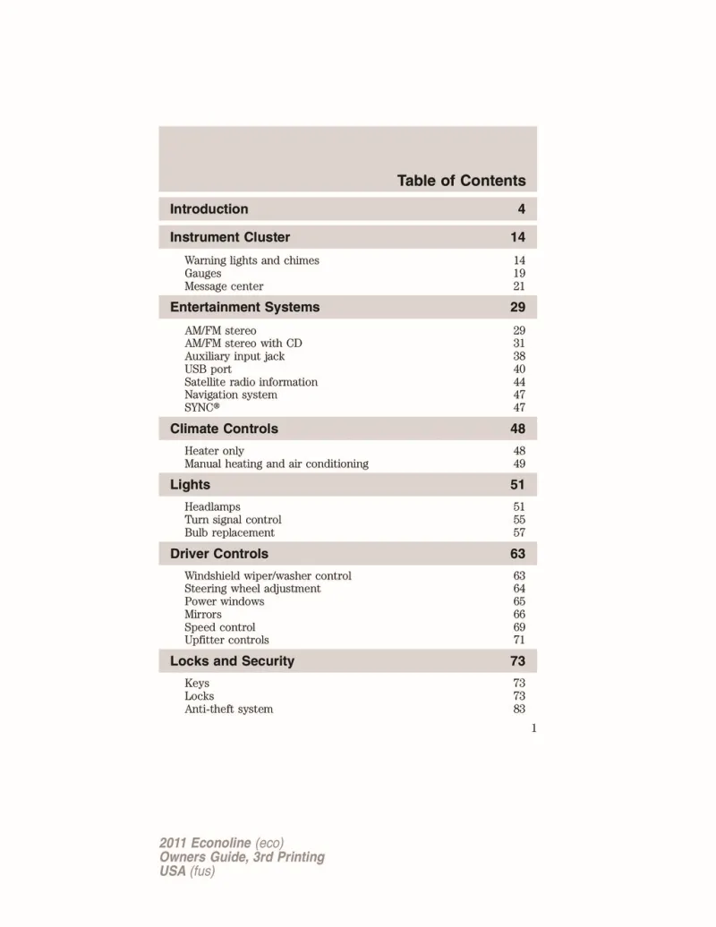 2011 Ford E150 owners manual