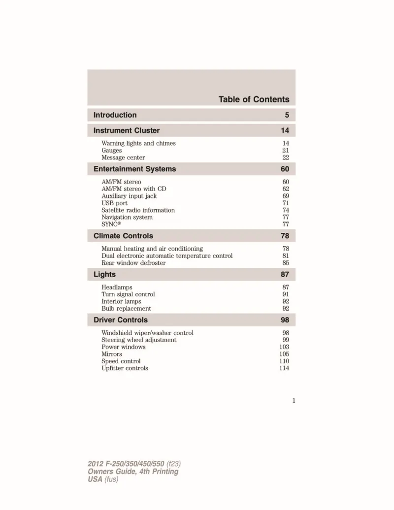 2012 Ford F550 owners manual