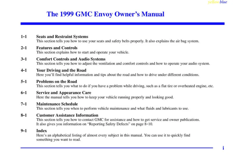 1999 GMC Envoy owners manual