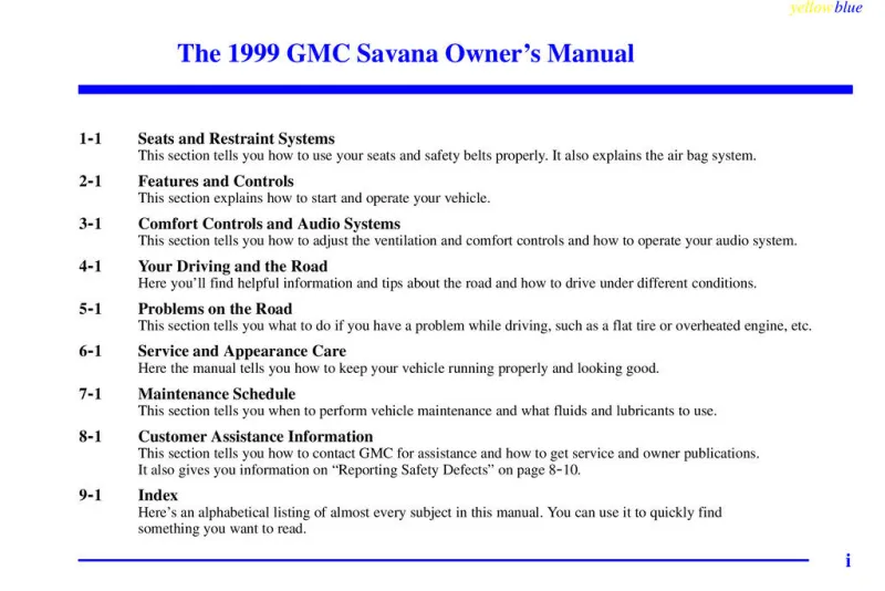 1999 GMC Savana owners manual