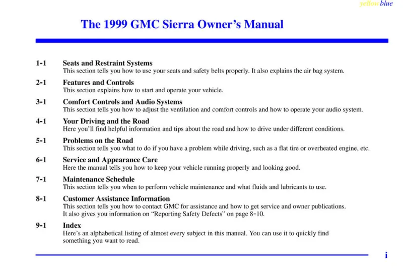 1999 GMC Sierra owners manual