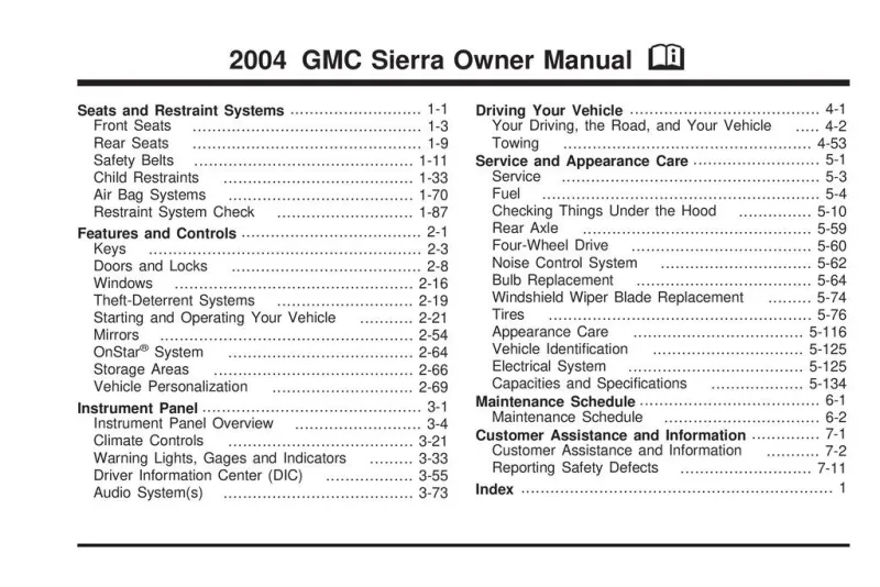 2004 GMC Sierra owners manual