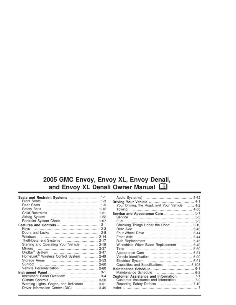 2005 GMC Envoy owners manual