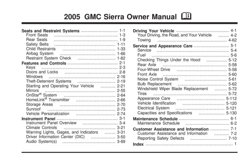 2005 GMC Sierra owners manual
