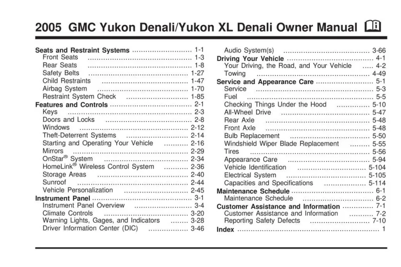2005 GMC Yukon XL owners manual