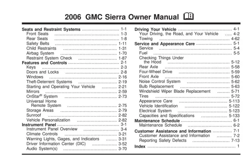 2006 GMC Sierra owners manual