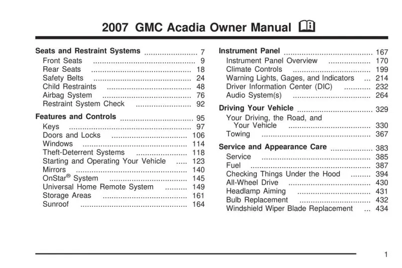 2007 GMC Acadia owners manual