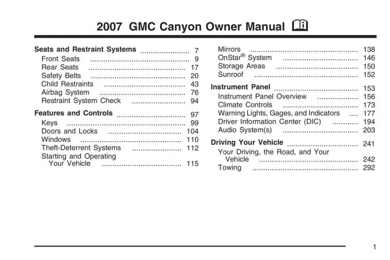 2007 GMC Canyon owners manual