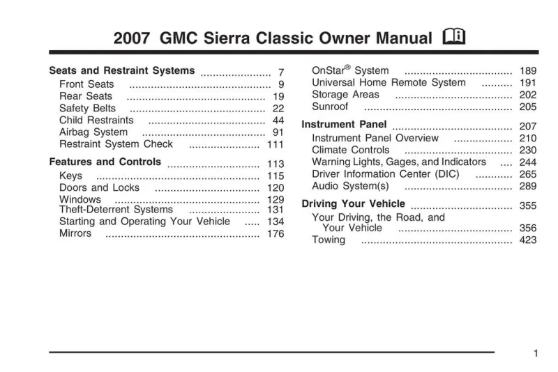 2007 GMC Sierra owners manual